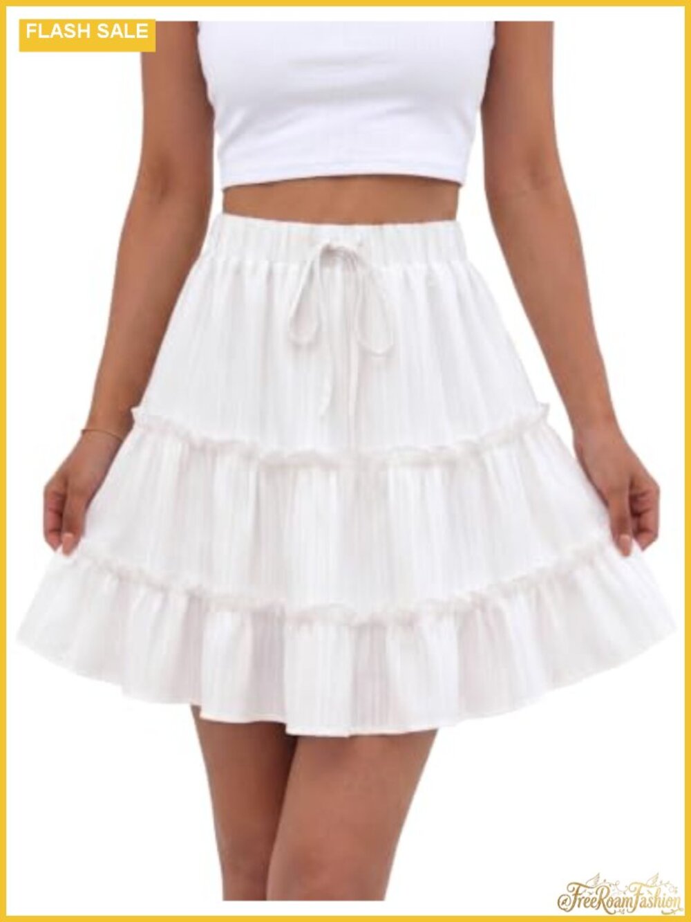 Womens Ruffle Tiered Mini Skort with Pockets High Waisted A-Line